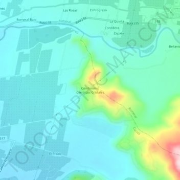 Condominio Cerro Los Cristales地形图、海拔、地势