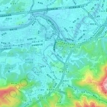 橫科地形图、海拔、地势