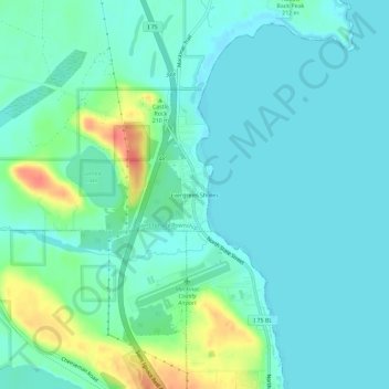 Evergreen Shores地形图、海拔、地势