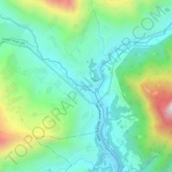 Khudi地形图、海拔、地势