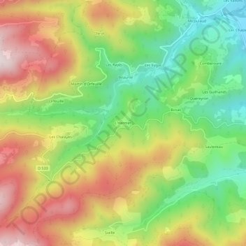 L'Hermet地形图、海拔、地势
