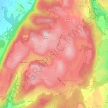 Annoisin地形图、海拔、地势