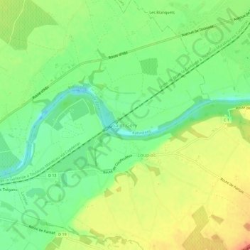 Saint-Géry地形图、海拔、地势