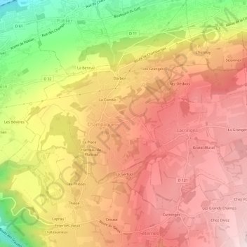 Saint-Martin地形图、海拔、地势