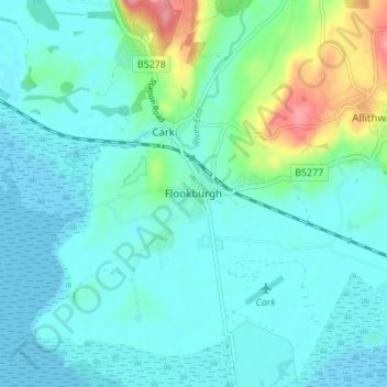 Flookburgh地形图、海拔、地势