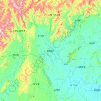 新田县地形图、海拔、地势