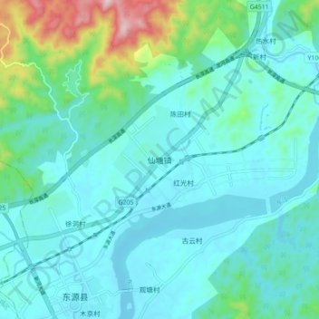 仙塘镇地形图、海拔、地势