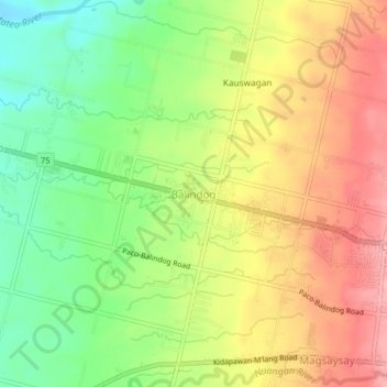 Balindog地形图、海拔、地势