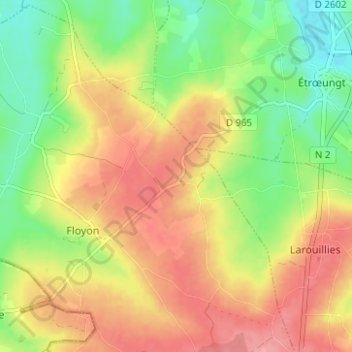 Le Plouy地形图、海拔、地势