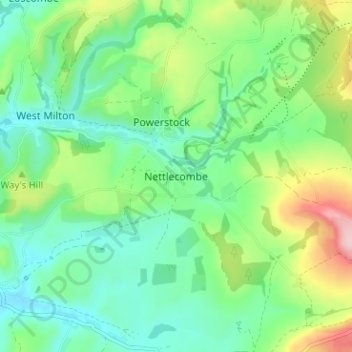 Nettlecombe地形图、海拔、地势