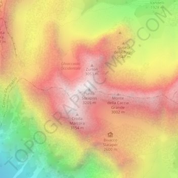 Punta Sorapiss地形图、海拔、地势