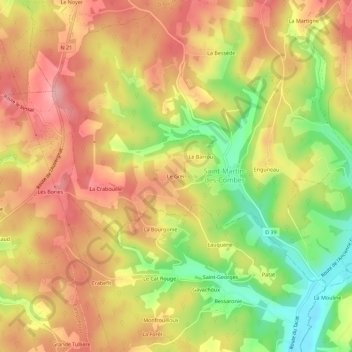 Le Greil地形图、海拔、地势