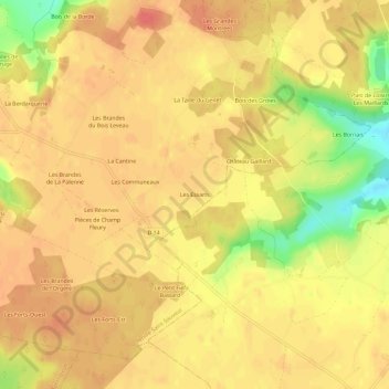 Les Essarts地形图、海拔、地势