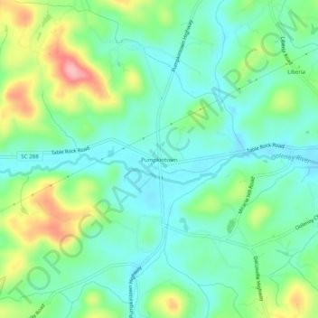 Pumpkintown地形图、海拔、地势