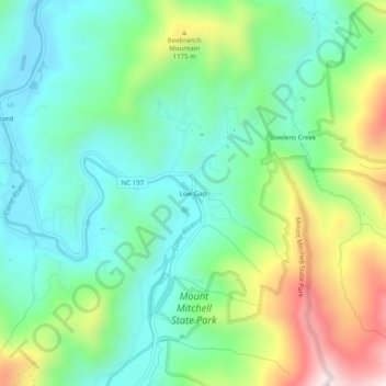Low Gap地形图、海拔、地势