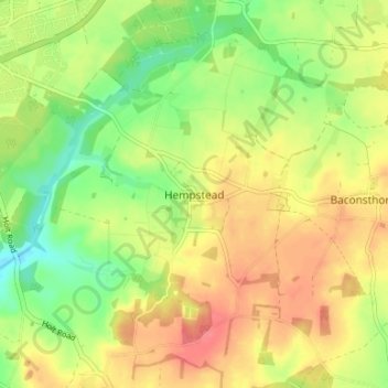 Hempstead地形图、海拔、地势