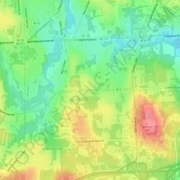 Crompton地形图、海拔、地势