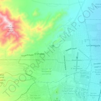 El Challao地形图、海拔、地势