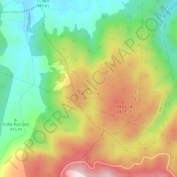 San Nicola地形图、海拔、地势