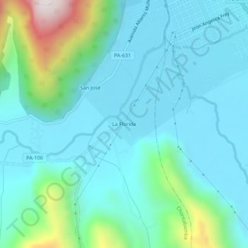 La Florida地形图、海拔、地势