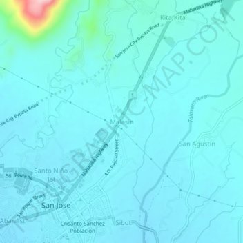 Malasin地形图、海拔、地势