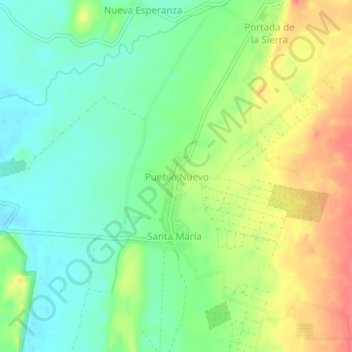 Pueblo Nuevo地形图、海拔、地势