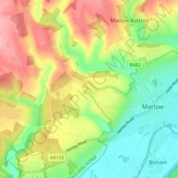 Bovingdon Green地形图、海拔、地势