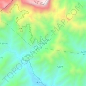 坪头铺村地形图、海拔、地势
