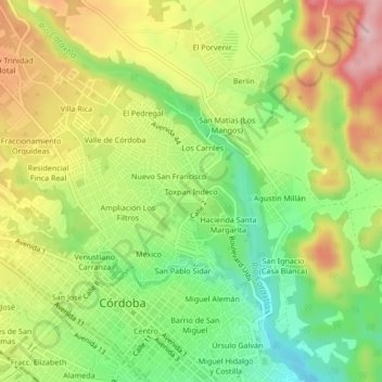 Toxpan Indeco地形图、海拔、地势