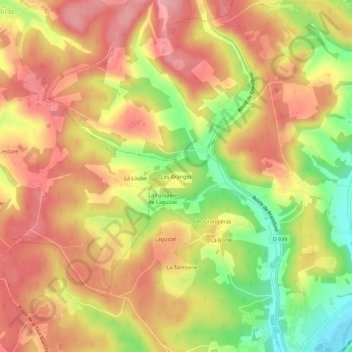 Les Granges地形图、海拔、地势