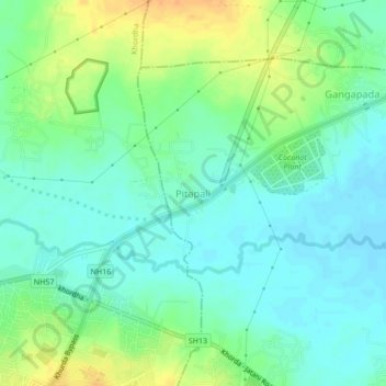 Pitapali地形图、海拔、地势