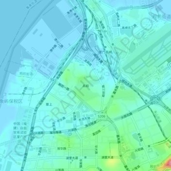 高殿地形图、海拔、地势