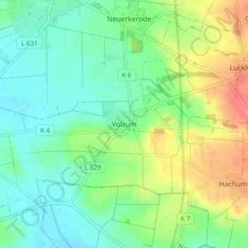 Volzum地形图、海拔、地势
