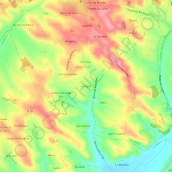La Rigné地形图、海拔、地势