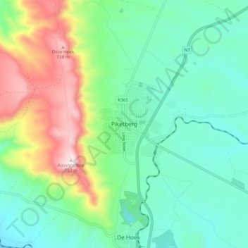 Piketberg地形图、海拔、地势