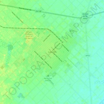 Lincoln地形图、海拔、地势