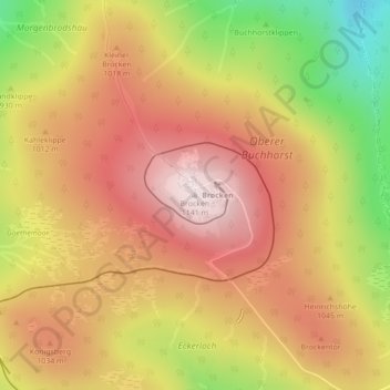 布罗肯峰地形图、海拔、地势