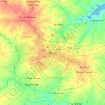 Kano地形图、海拔、地势