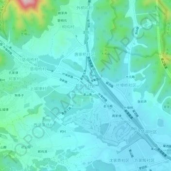 葛衙庄社区地形图、海拔、地势