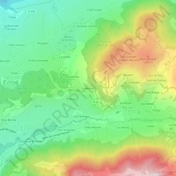 La Beunaz地形图、海拔、地势