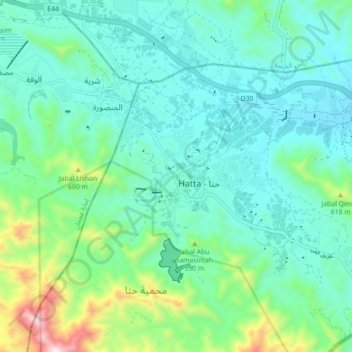 Hatta地形图、海拔、地势
