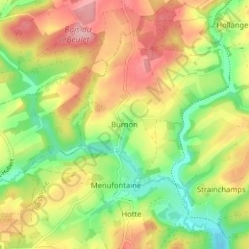 Burnon地形图、海拔、地势