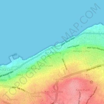 Pasir Panjang地形图、海拔、地势