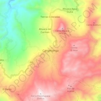 Cariamanga地形图、海拔、地势