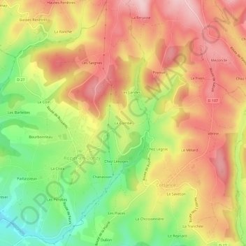 La Combe地形图、海拔、地势