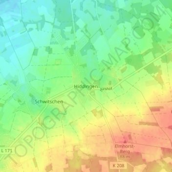 Hiddingen地形图、海拔、地势