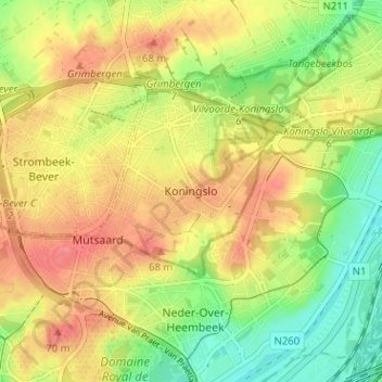 Koningslo地形图、海拔、地势