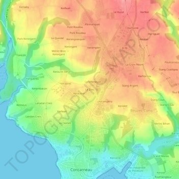 Le Zins地形图、海拔、地势