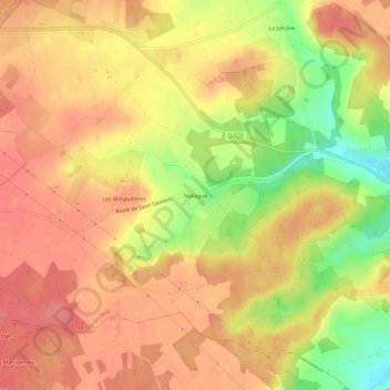 Malagué地形图、海拔、地势