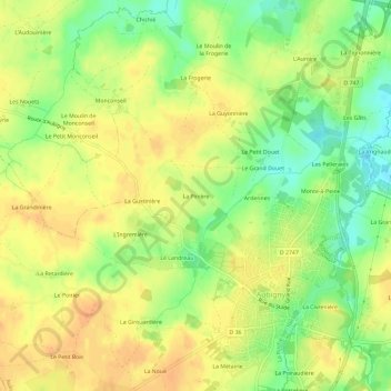 La Pinière地形图、海拔、地势